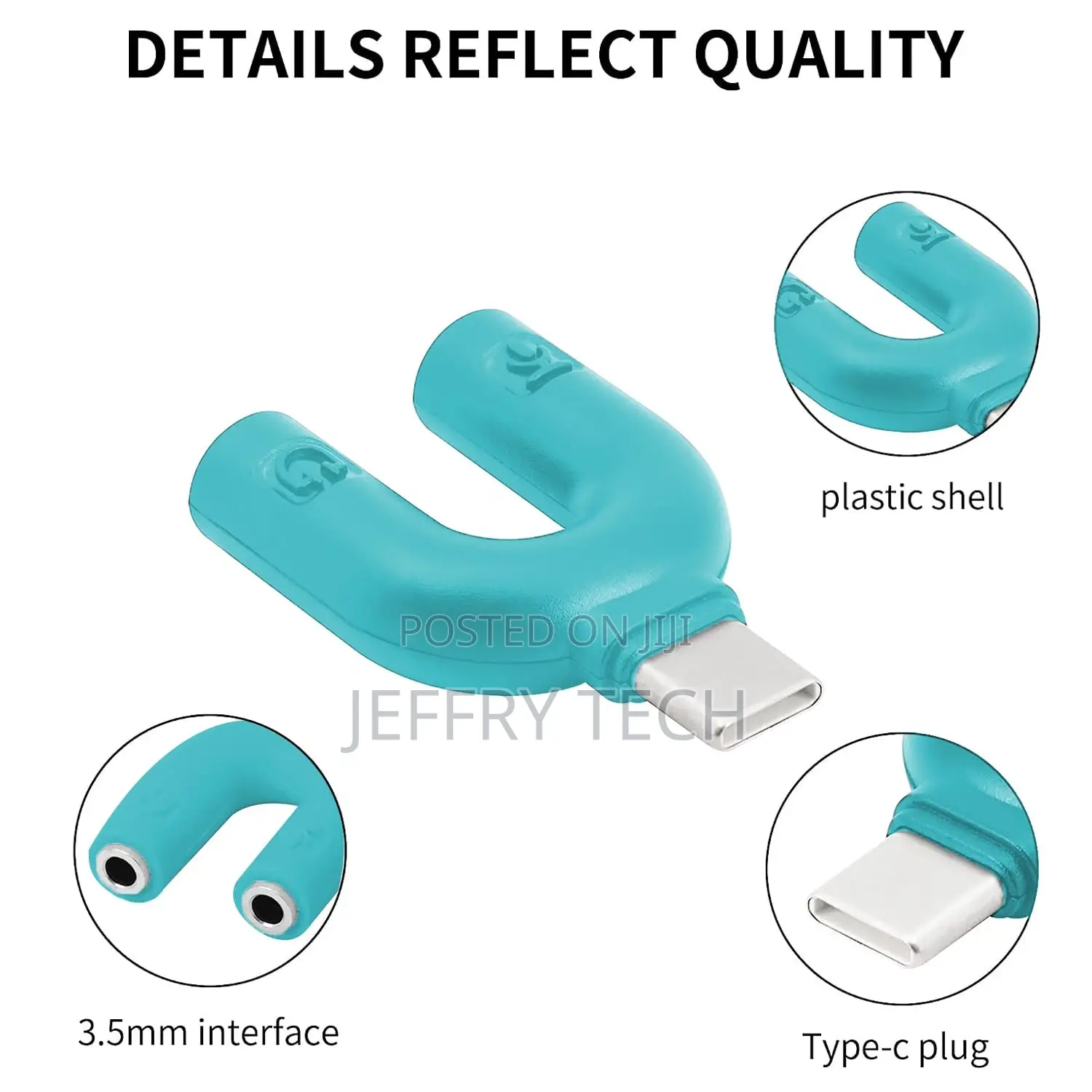 U Shape Type-C Audio Jack to Headphone Microphone Splitter C