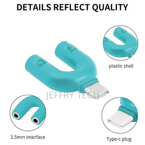 U Shape Type-C Audio Jack to Headphone Microphone Splitter C
