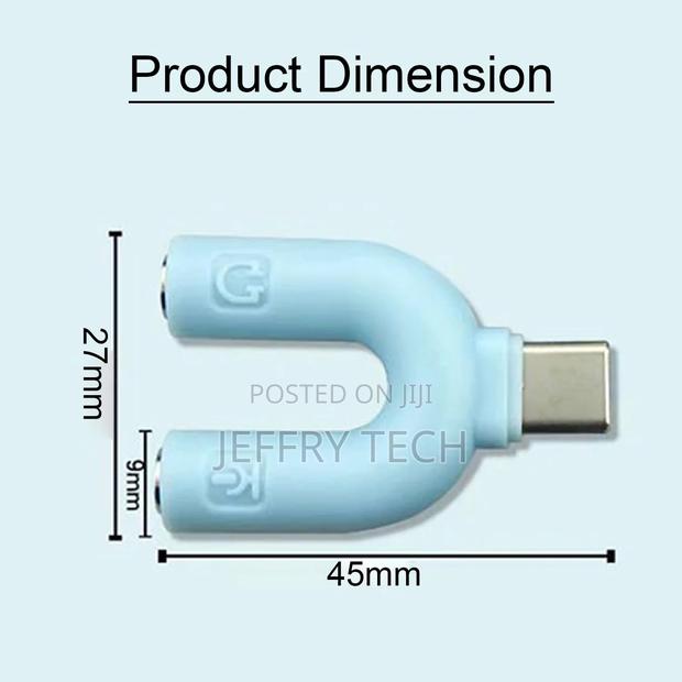 U Shape Type-C Audio Jack to Headphone Microphone Splitter C - thumbnail 4