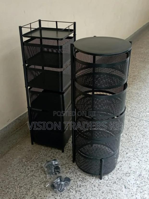 5 Tier Round /Square Fruits/Kitchen Storage Rack With Wheels - main view