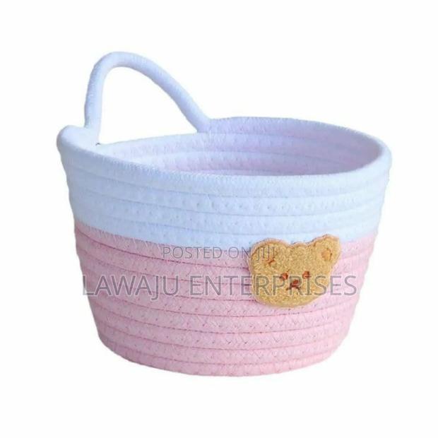 White-Pink Handmade Sundries Basket - main view