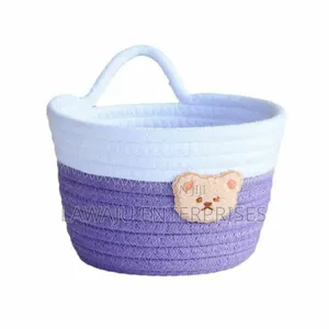 White-Purple Handmade Sundries Basket