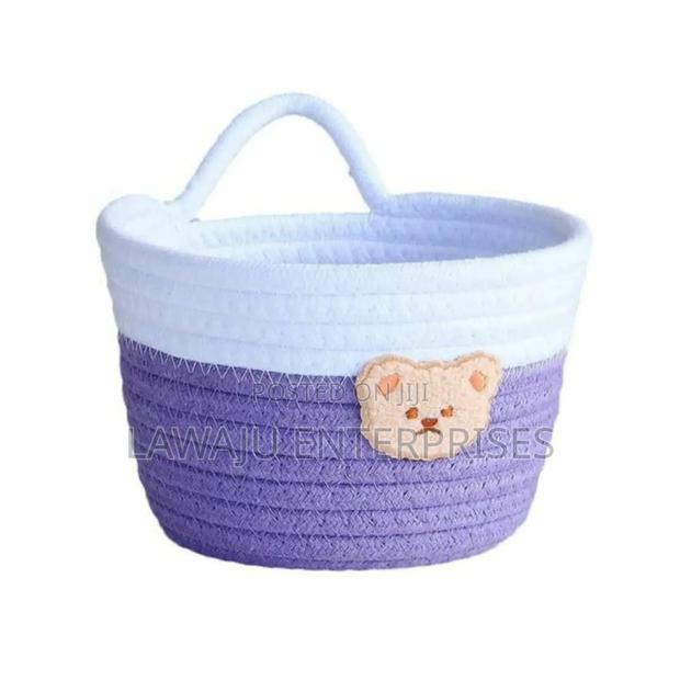 White-Purple Handmade Sundries Basket - main view