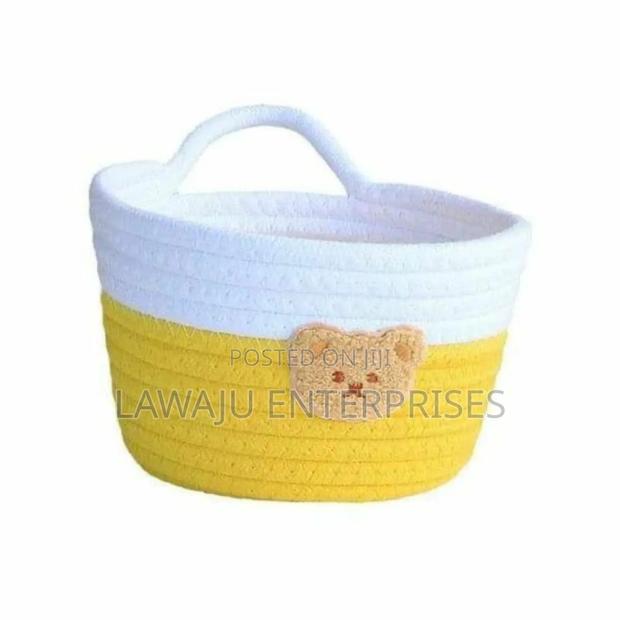 White-Yellow Handmade Sundries Basket