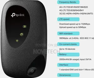 Tp-Link MIFI Easily 4G LTE Wi-Fi Router 300mbps (M7200):