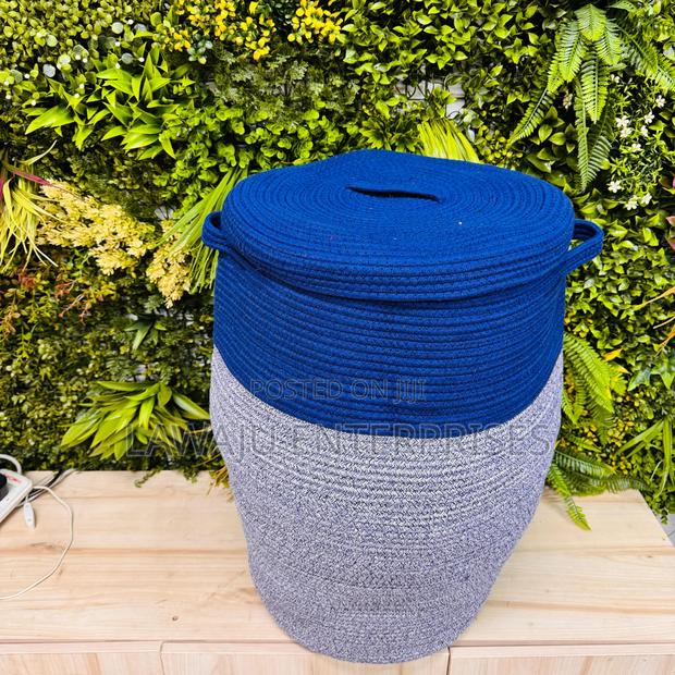 Large Blue-Grey Cotton Rope Basket