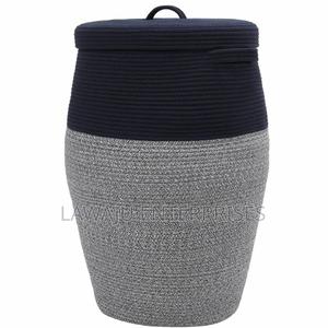 Large Black-Grey Cotton Rope Basket - thumbnail 2