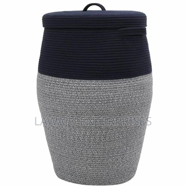 Large Black-Grey Cotton Rope Basket - main view