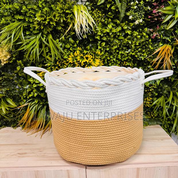 Decorative Cotton Rope Laundry Basket - main view