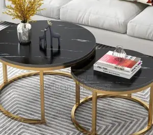 Marble Black Nesting Coffee Table Effect