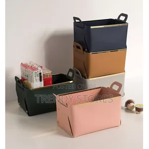 Faux Leather Storage Basket
