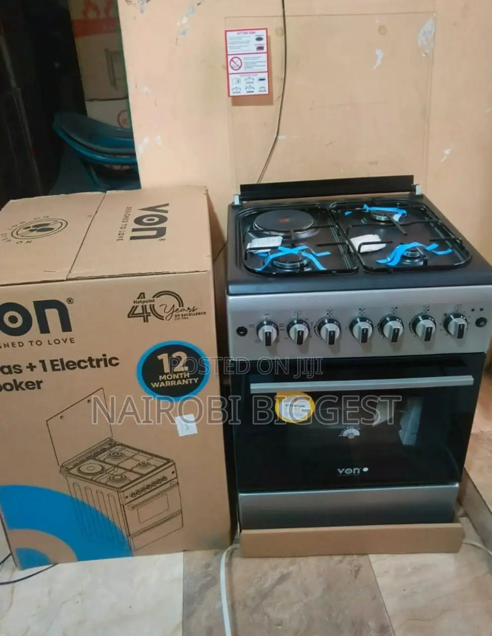 3gas+Electric Plate Von 58*58 Standing Cooker