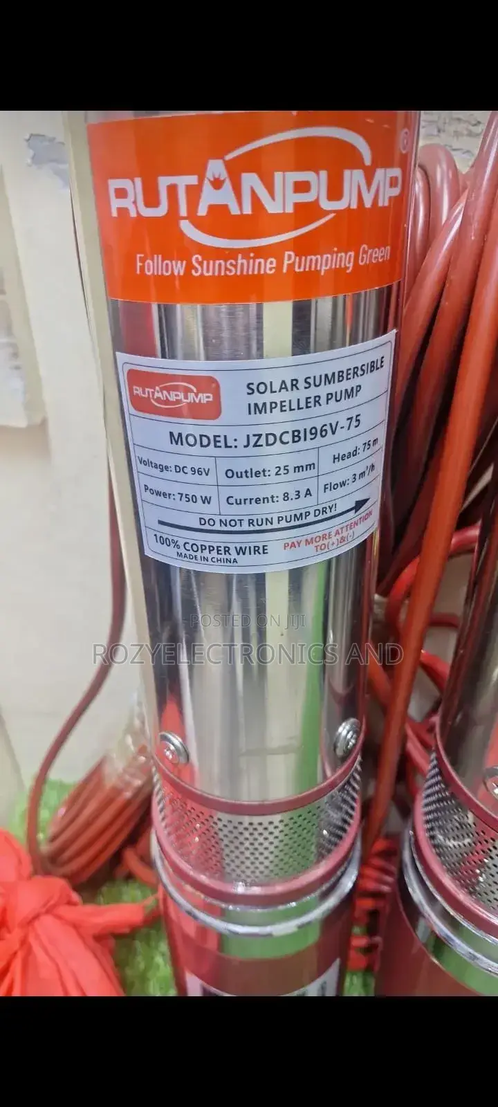 Solar Submasible Pump 750 Watts DC 96v