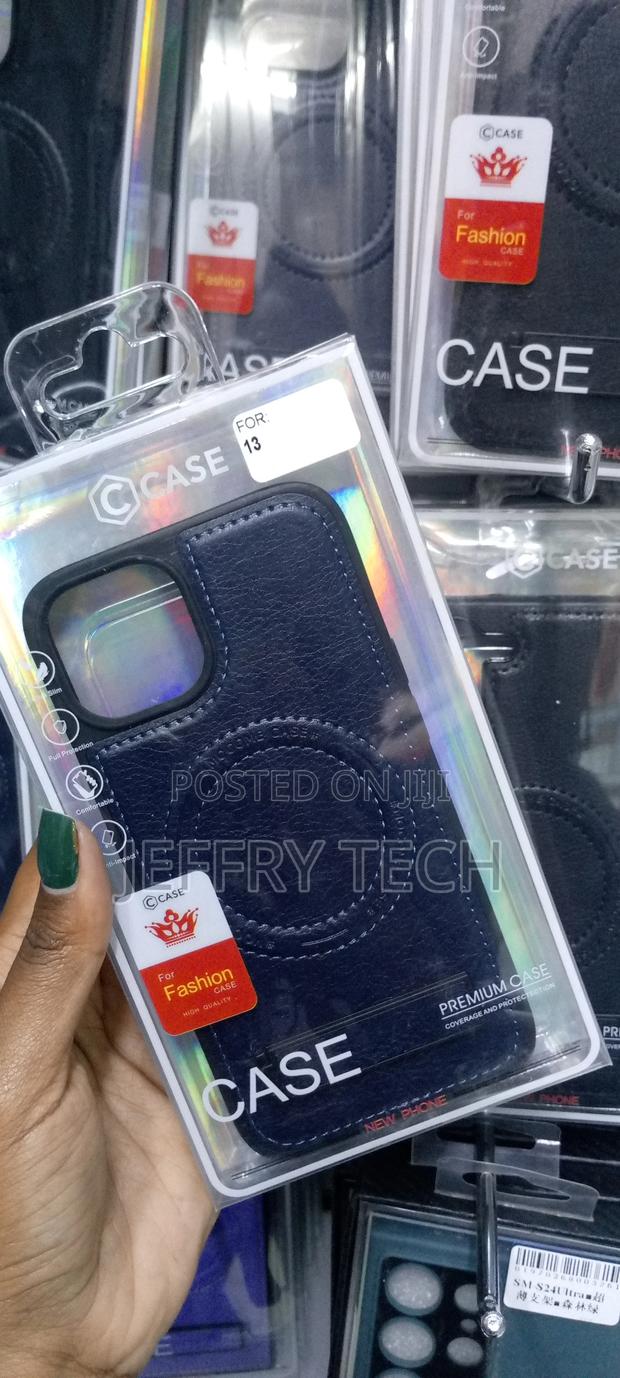 Designed for iPhone 13, Luxury Slim Fit PU Leather Back Case - thumbnail 3