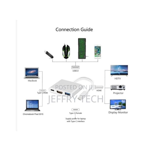 Type C to HDMI 3in1 Adapter Support - Silver - thumbnail 2