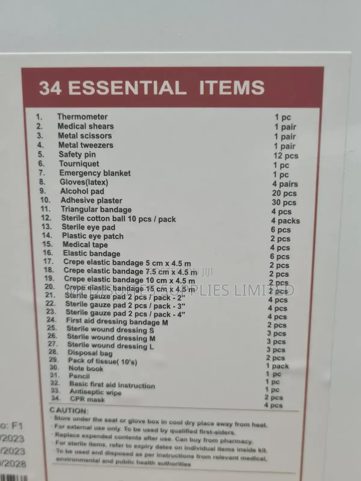 34 Essential First Aid Kit .
