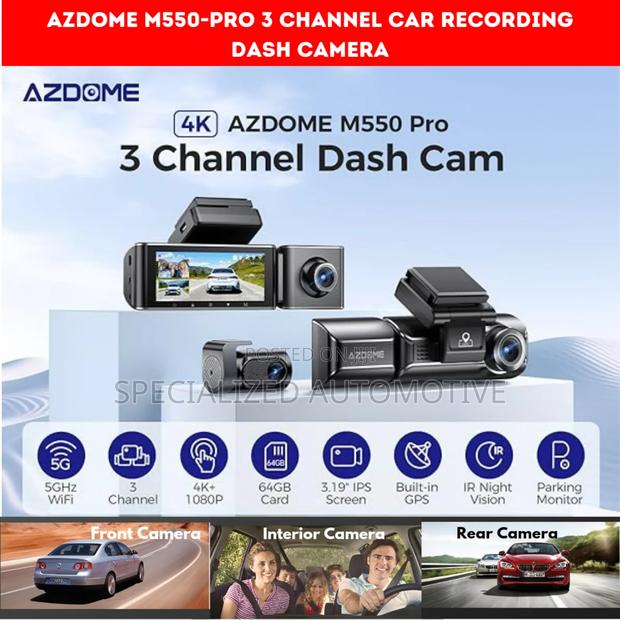 Azdome M550 3channel Recording Vehicle Dash Camera - main view