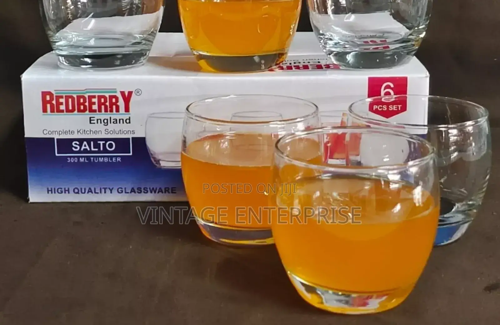 Glasses ,Set of 6 REDBERRY SALTO 300ML GLASSES . • √