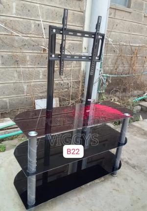 Long Lasting Executive Glass Tv Stand With Wall Mount - thumbnail 2