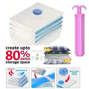 5pcs Vacuum Clothes Storage Bags With Pump Set