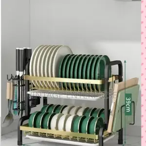 Dish Racks ,2 Layer With Adjustable Footpad .