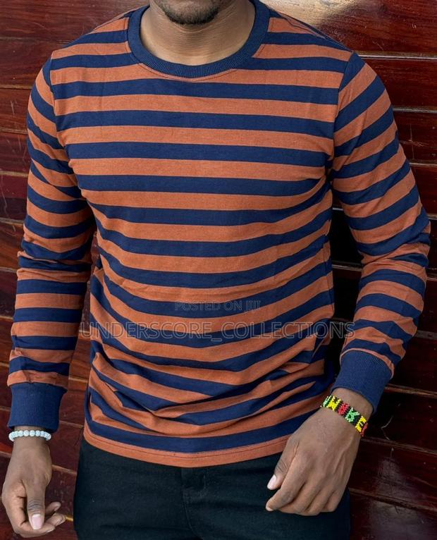 Executive Soft Material Stripped Longsleeved Tshirts - main view