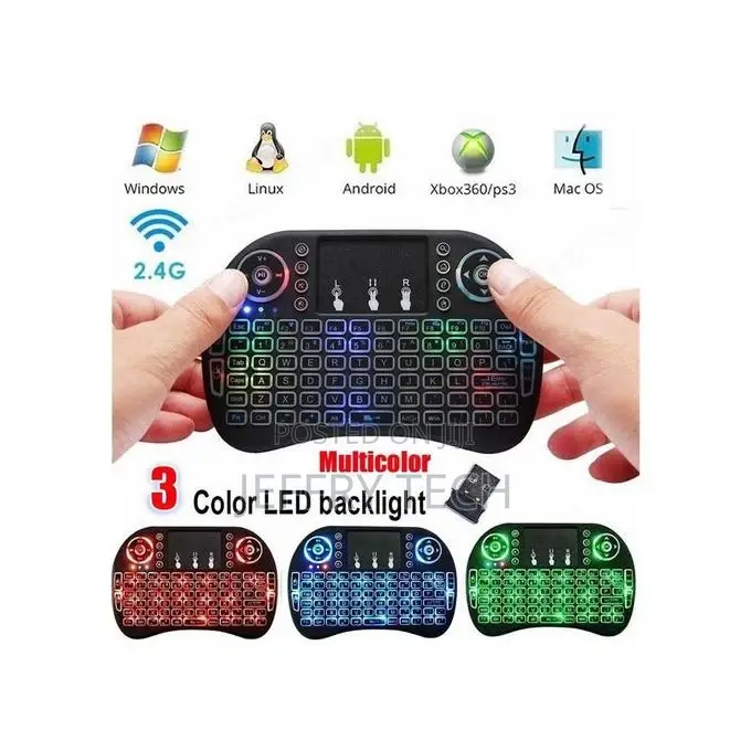 Mini Wireless Keyboard Rechargeable Backlit Smart Tv Android