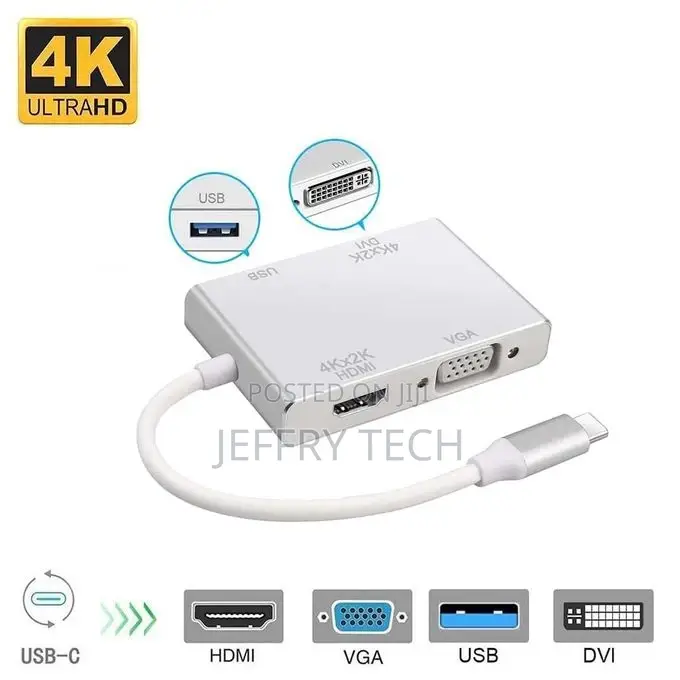 4 in 1 USB-C Type-C to HDMI + VGA + DVI + USB 3.0 Convert