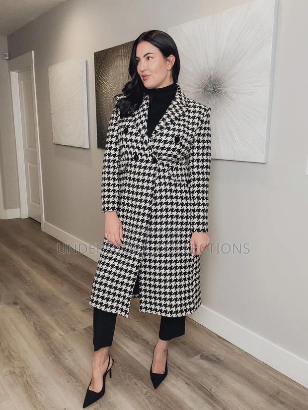 Executive Ladies Black and White Trench Coat - main view