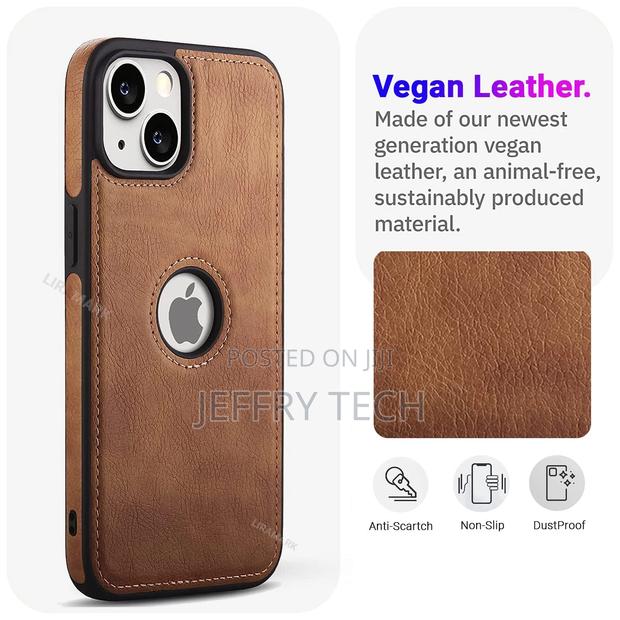 Leather Flexible Back Cover Case for iPhone 14 Plus (6.7 Inc - thumbnail 2