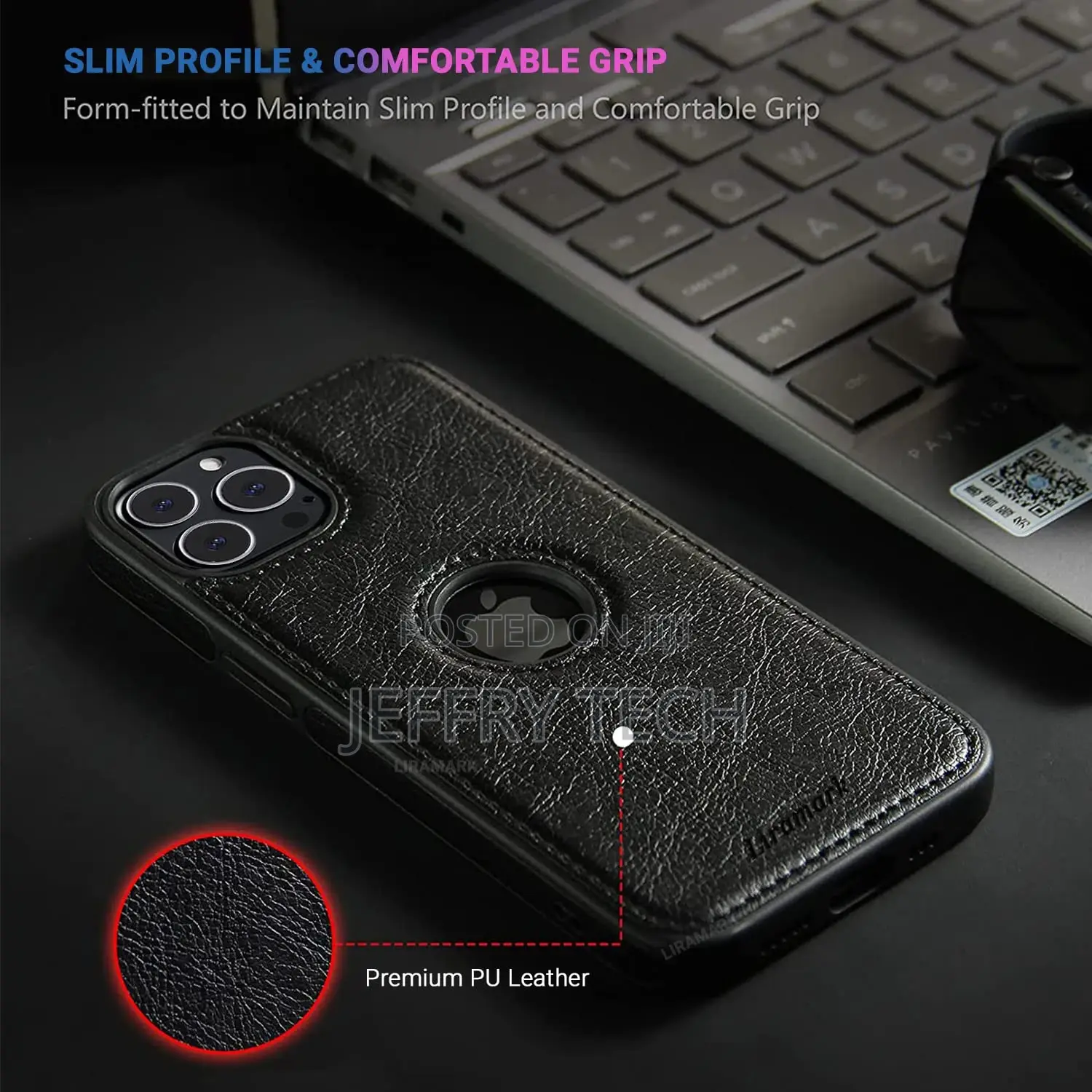 Leather Flexible Back Case for Apple iPhone 13 Pro Max (6.7