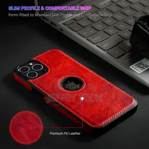 Leather Back Case Designed For Apple iPhone 13 Pro Max (Red)
