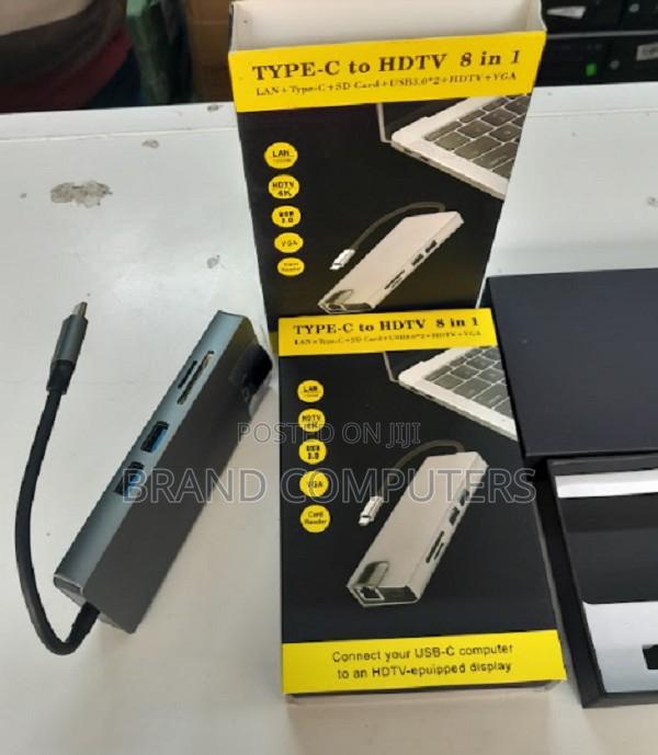 Type-C 8-in-1 Adapter to HDMI VGA Lan SD USB