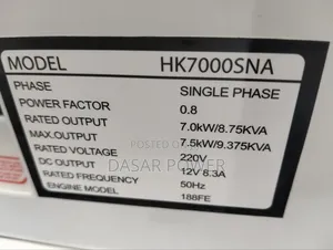 Hisaki 7kva Generator. Hk7000sna