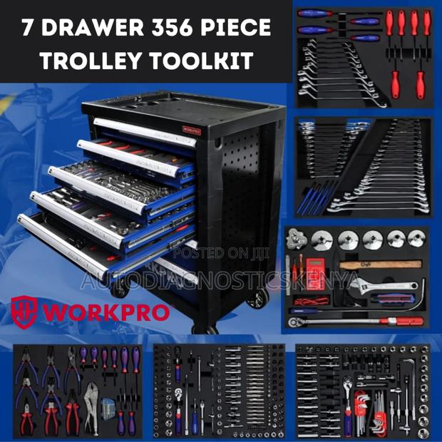Workpro 7 Drawer Trolley Toolkit With 365 Assorted Tools - main view
