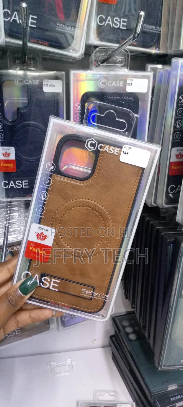 iPhone 14 Plus Premium PU Leather Case,Built-in Invisible St - thumbnail 2