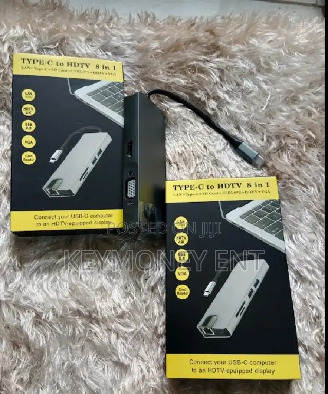 Type C Multi Functional 8 in 1 Type C to VGA,HDMI,LAN Adapte
