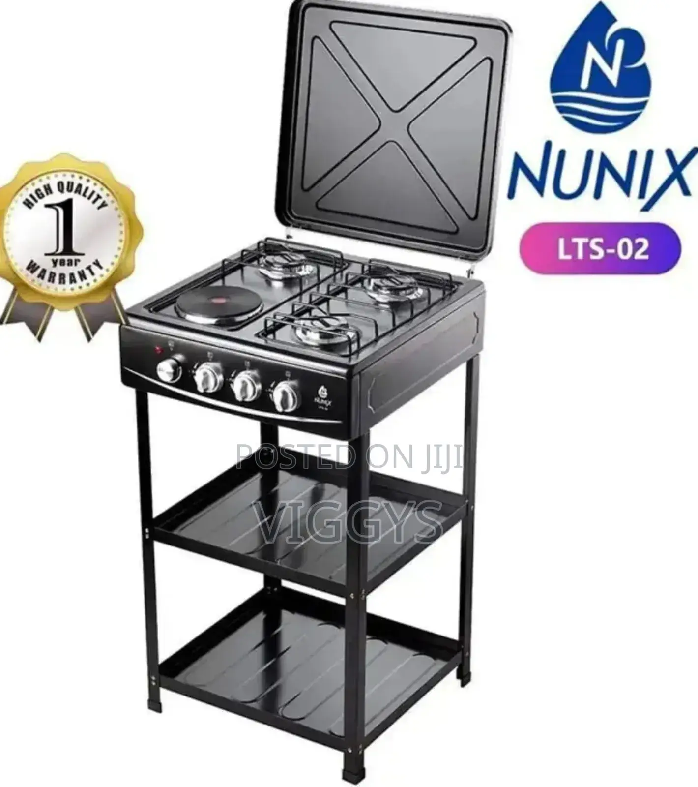 Nunix 3+1 Gas Cooker With Shelves NU/NIX/4*1