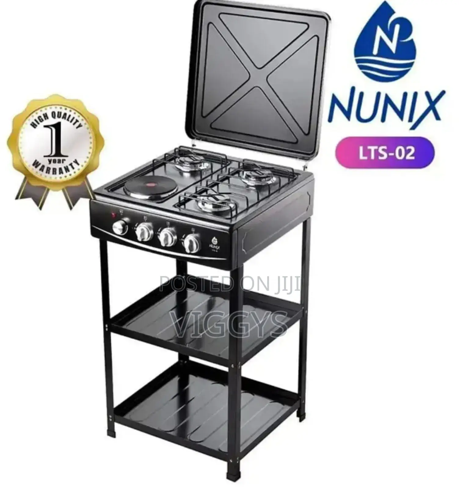 New Nunix 3+1 Gas Cooker With Shelves NU/NIX/4*1
