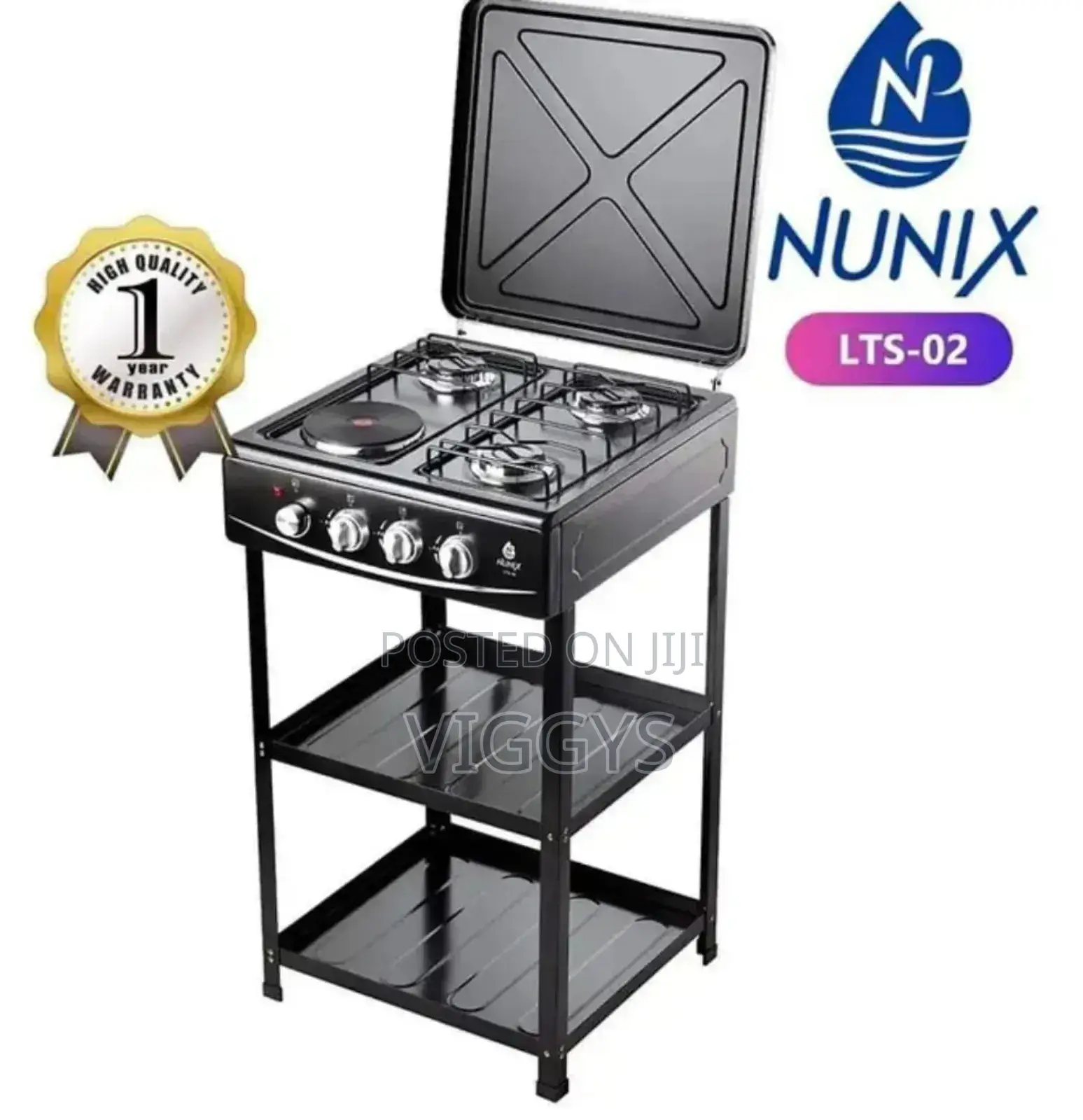 Cool Nunix 3+1 Gas Cooker With Shelves Nu/Nix/4*1