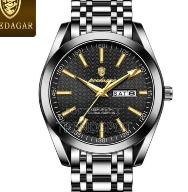 POEDAGAR Luxury Business Men Luminous Stainless Steel