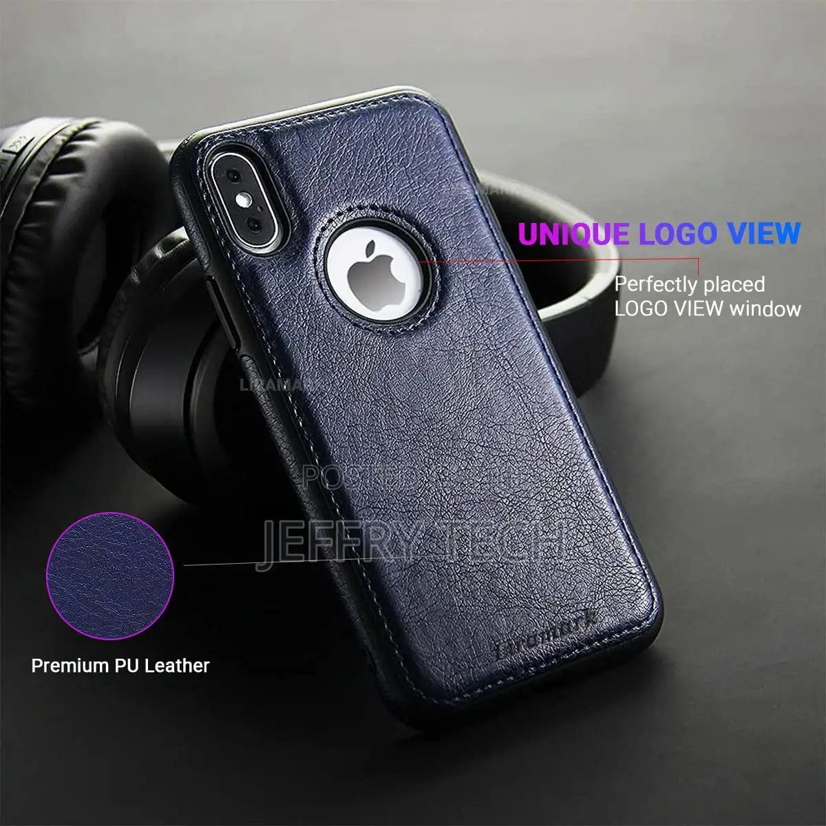 Leather Flexible Back Cover Case For iPhone X/Xs (Blue)