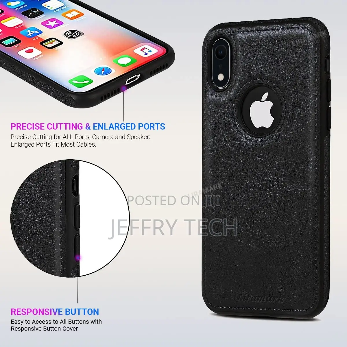 Leather Flexible Back Cover Case Designed for iPhone Xr (Bla