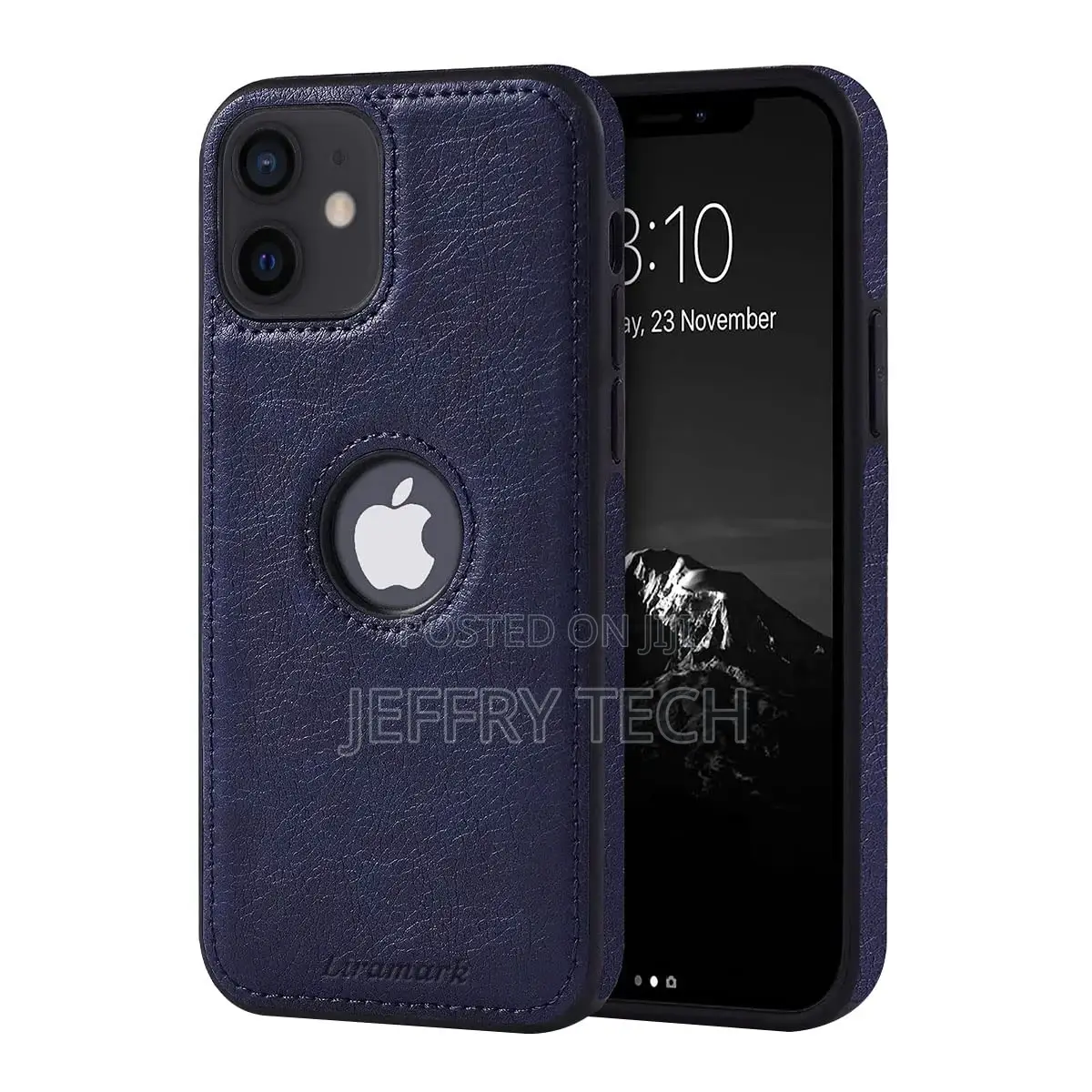 Leather Back Cover Case Designed for iPhone 12 Mini (Blue)