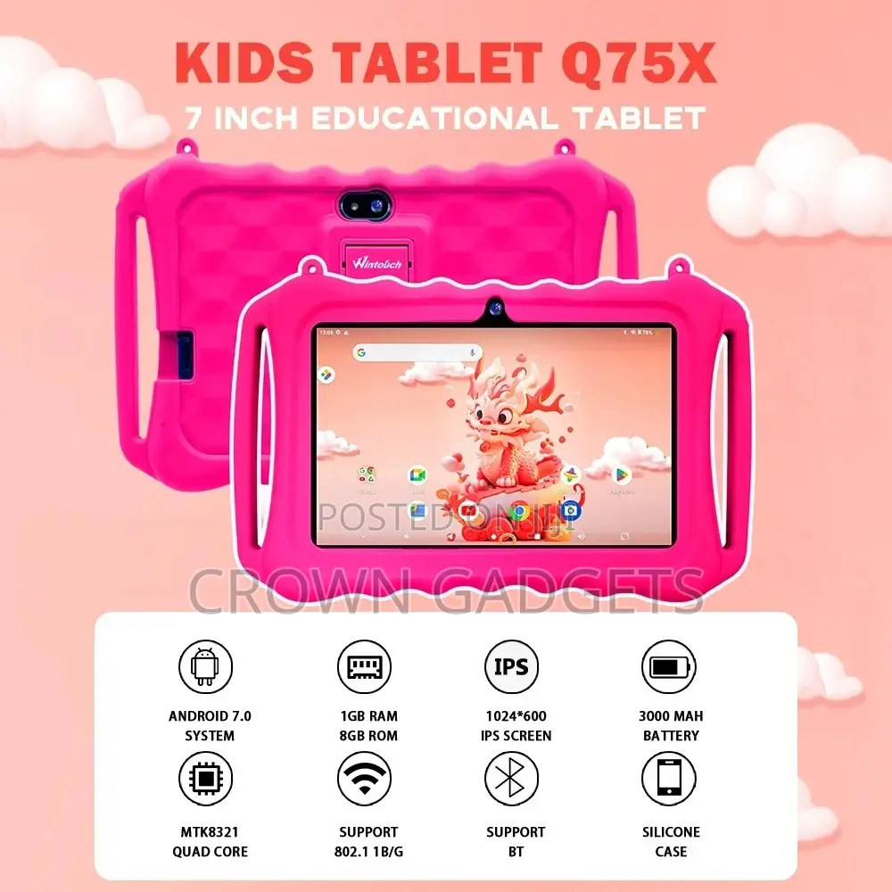 Wintouch 7 Inch Kids Tablet Educational Learning Rugged Case