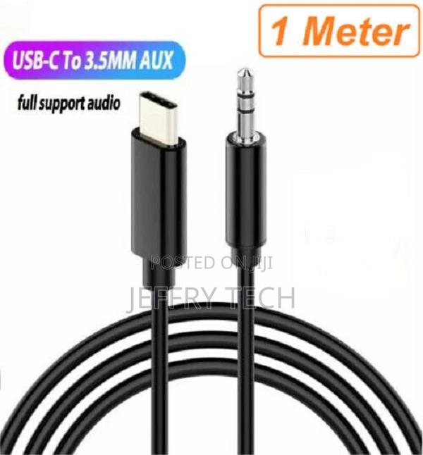 Type C to 3.5mm Car Audio Aux Jack Adapter Black for Huawei - main view