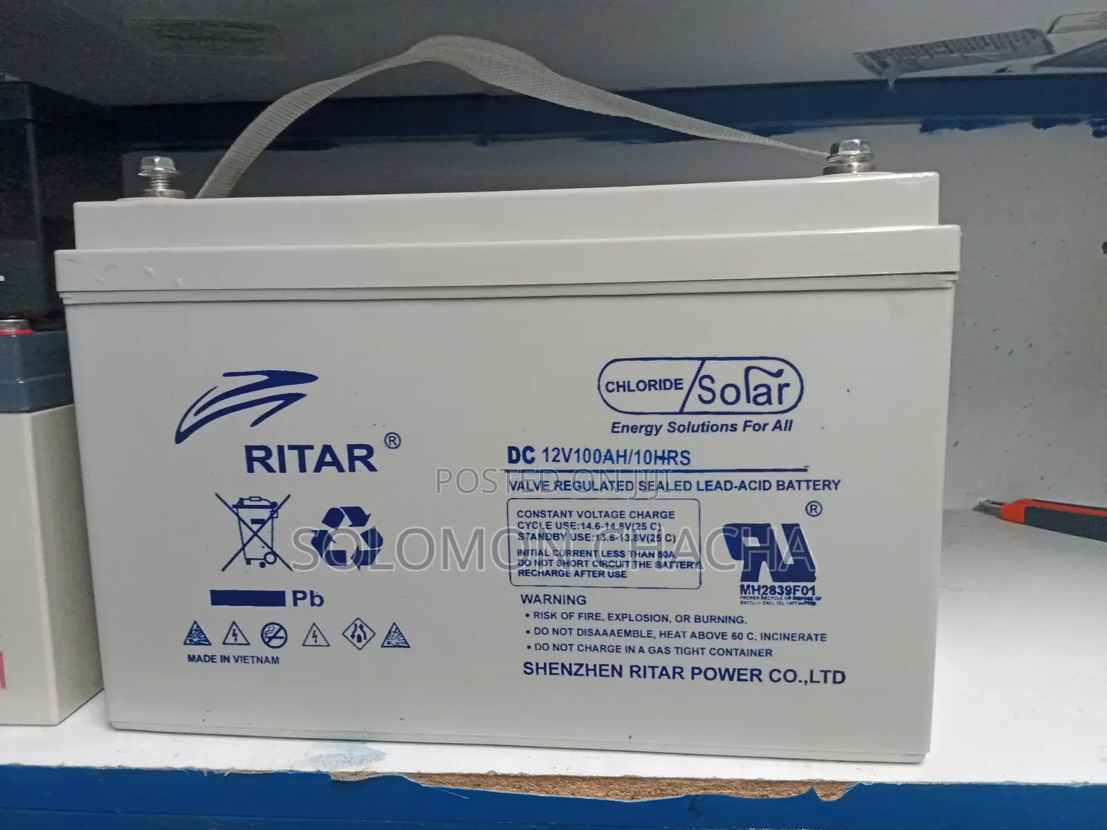 Ritar Chloride 100ah 12v Deep Cycle Battery Made in Vietnam