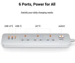 UGREEN 30W 3 AC Power Strip With Master Switch (2A1C)