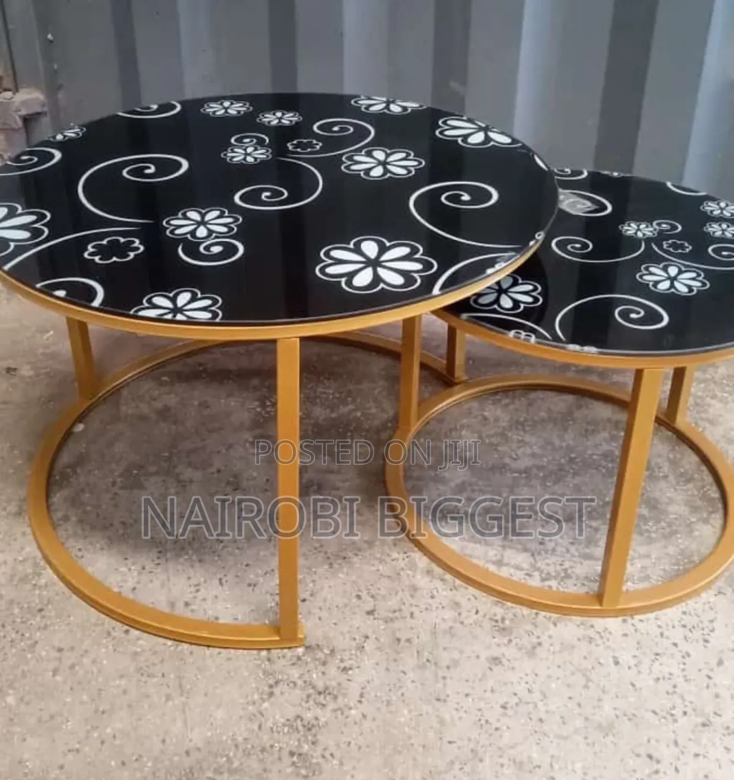 Glass Marble Nesting Table Coffee