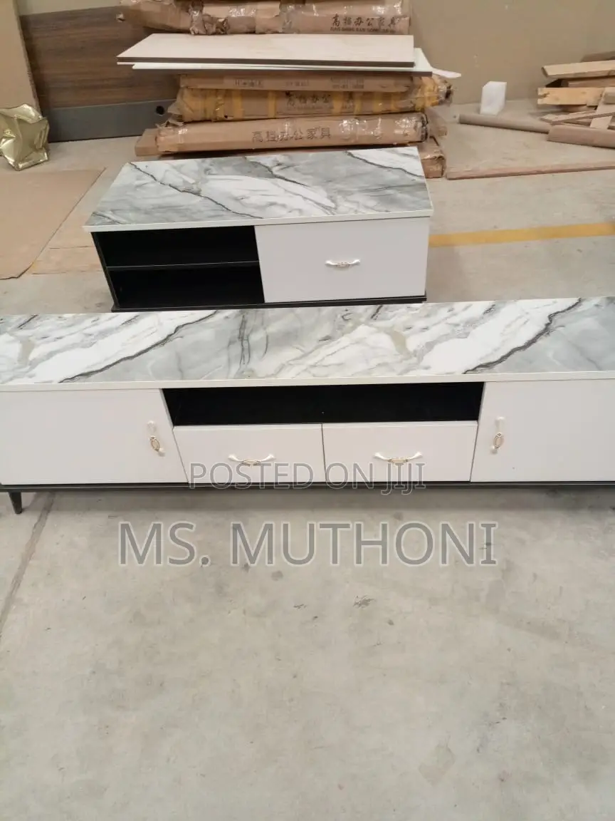 Marble Effect (Wooden) Tv Stand* ( Unassembled )